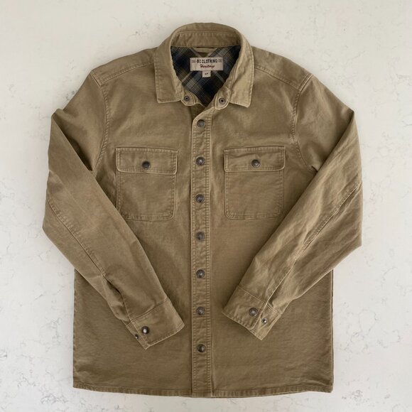 The B.C. Clothing Co Heritage Snap Up Collared Neutral Cotton Shirt Jacket Tan S - Picture 11 of 11